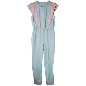 🟣7572 * Unbranded Pastel Colorblock Sleeveless Jumpsuit Size ?? Vintage 80s